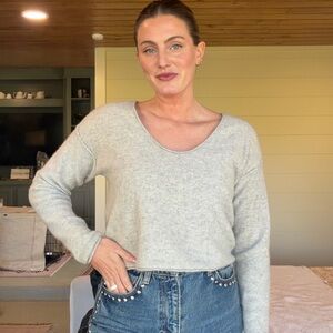 Free People Heather Gray Scoop Neck Sweater